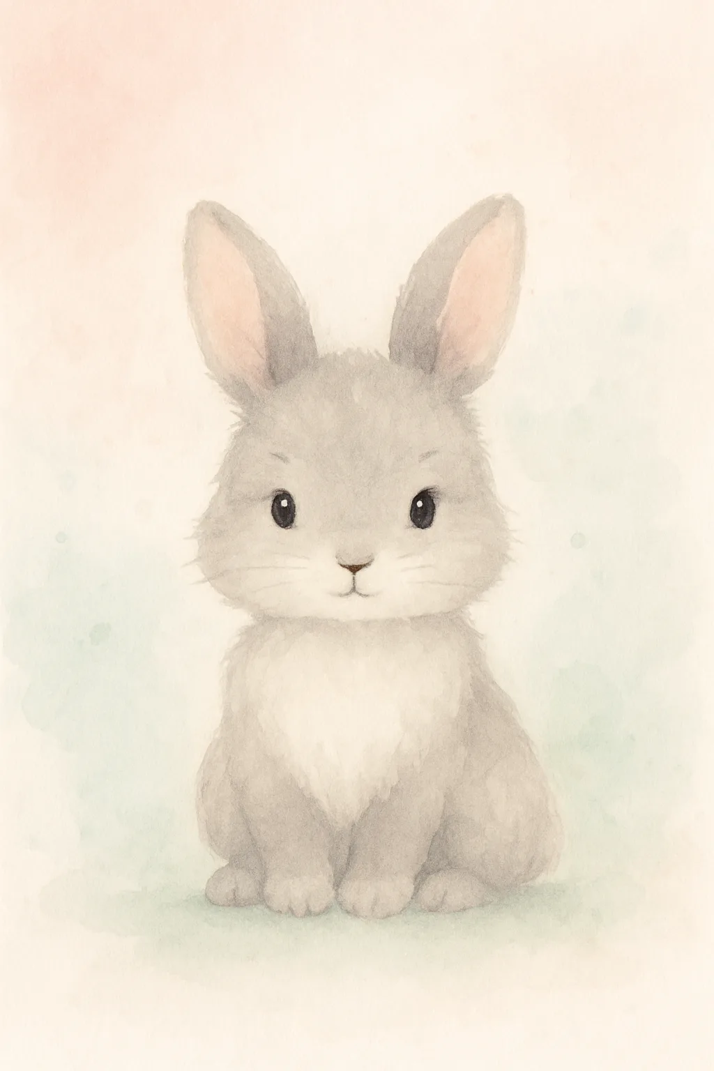 Watercolor-style baby bunny nursery print.