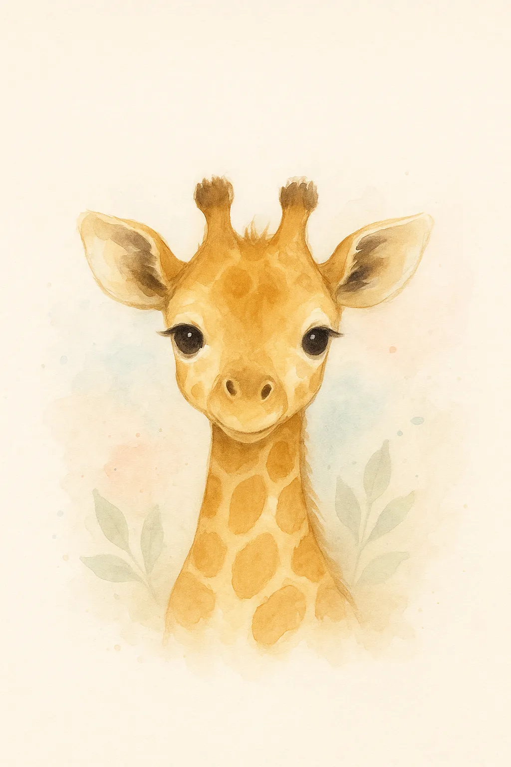 Watercolor-style baby giraffe nursery print.